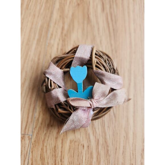 Lot of 2 Rustic Twig Wreath Flower Magnets Farmhouse Country Spring Decor - Picture 5 of 8